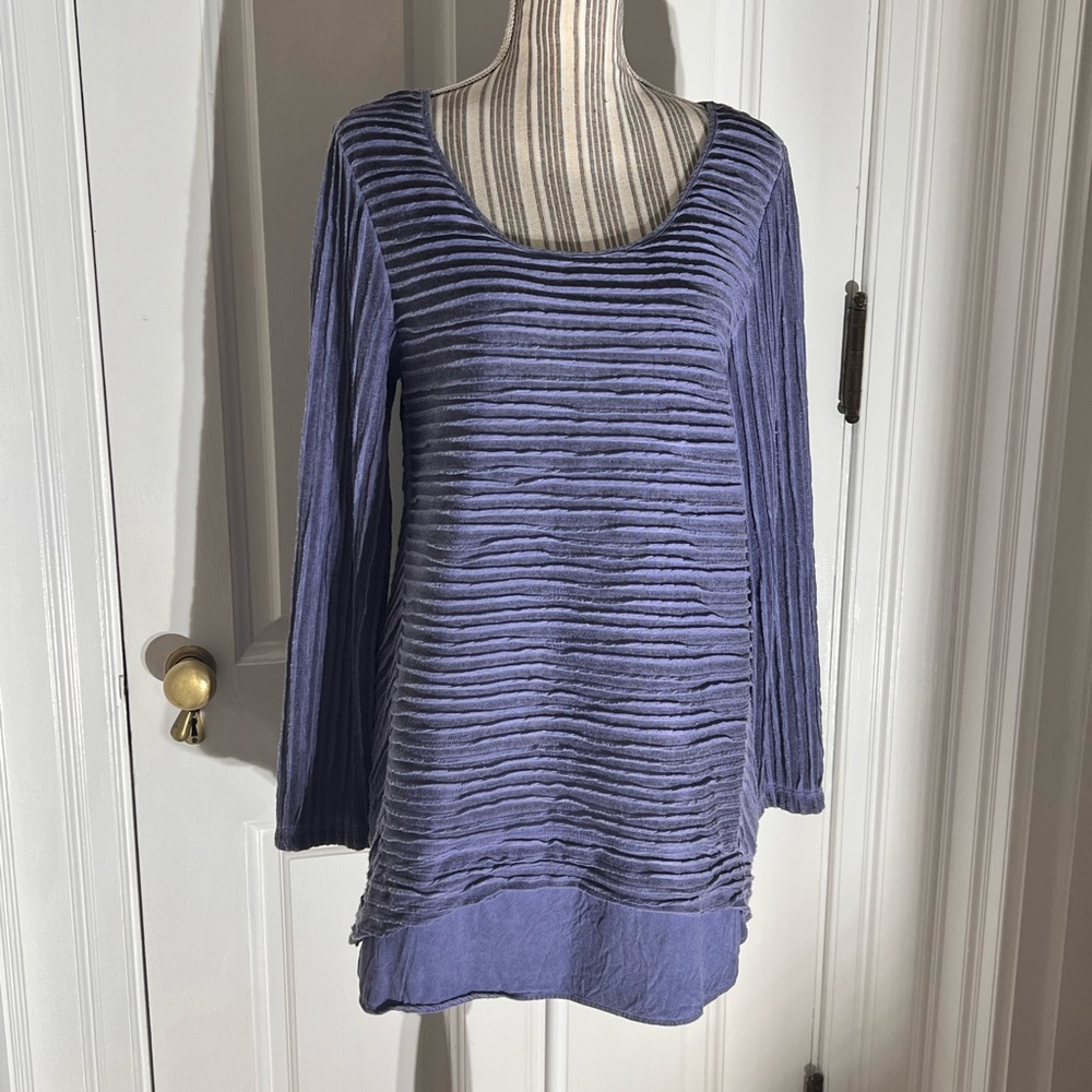 Soft Surroundings medium periwinkle ribbed cotton women’s comfy tunic top T335